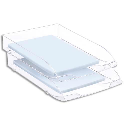 Corbeille a courrier Cep - polystyrne choc brillant - format 27x6,5x37 - cristal