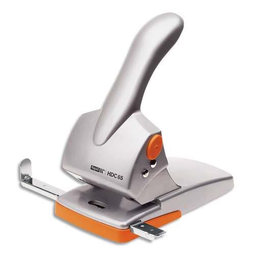 Perforateur 2 trous puissant Rapid Duax HDC 65 - capacit 65 feuilles - argent/ orange