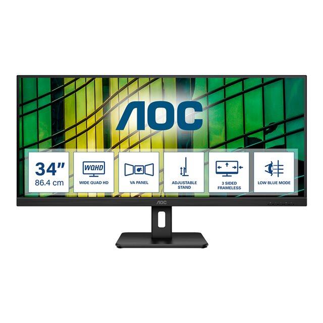 Aoc u34e2m cran plat de pc 86,4 cm (34") 3440 x 1440 pixels wide quad hd noir