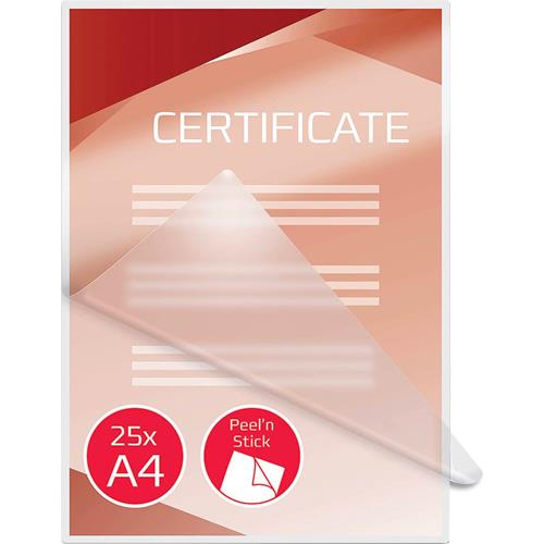 Bo�te de 25 pochettes GBC A4 dos adh�sif brillant 75 microns par face soit 150 microns
