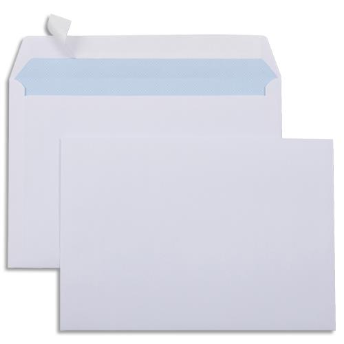 Enveloppes 162x229 - blanches auto-adhsives - 80 g - format C5 mm - bote de 500