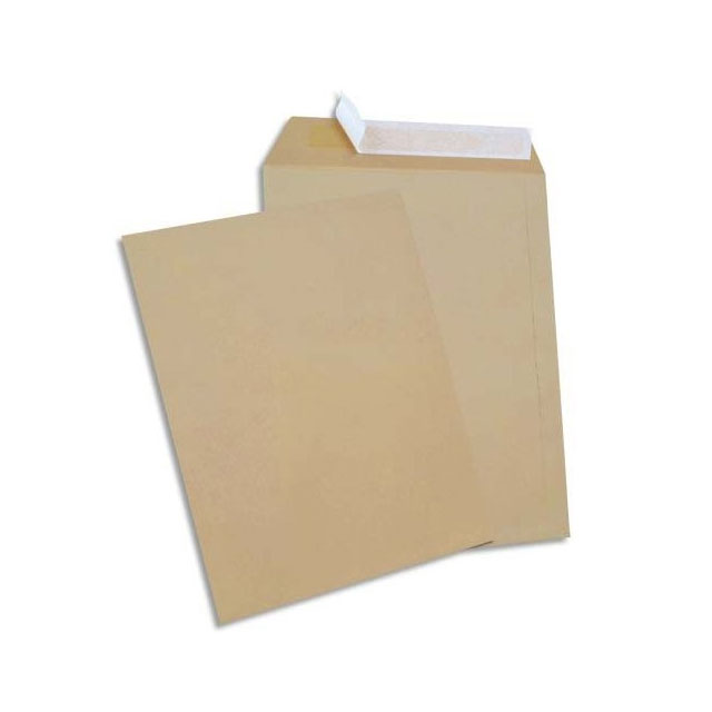 Bote de 250 pochettes - kraft - auto-adhsives - 90g - format C4 229x324mm