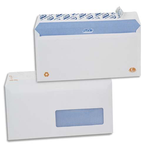 Enveloppes 110x220 GPV - fentre 45x100 - blanches - auto-adhsives - 90g - bote de 500