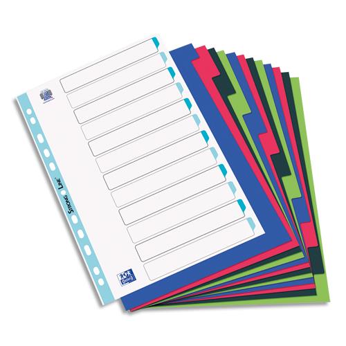 Intercalaires Elba - polypropylne souple 3/10e - A4+ - jeu de 12 - coloris opaques assotis