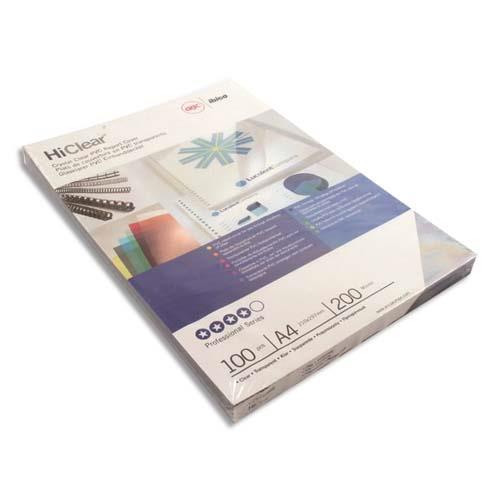 Plats de couvertures Fellowes - A4 - PVC - 200 microns - bote de 100 - transparent