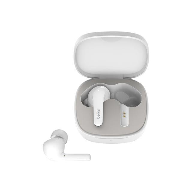 Belkin SoundForm Flow - couteurs sans fil avec micro - intra-auriculaire - Bluetooth - Suppresseur de bruit actif - blanc