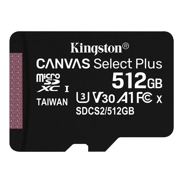 Kingston technology carte micsdxc canvas select plus 100r a1 c10 de 512 go sans adp