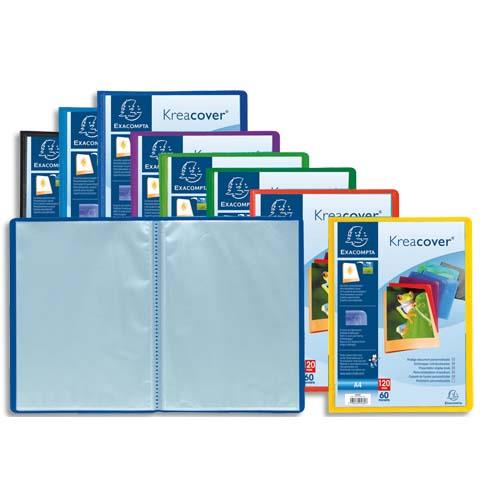 Protge document personnalisable Exacompta Kreacover - 60 pochettes/120 vues - polypro - coloris assortis