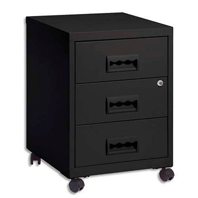 Caisson mobile mtallique Budget - 3 tiroirs de rangement - noir