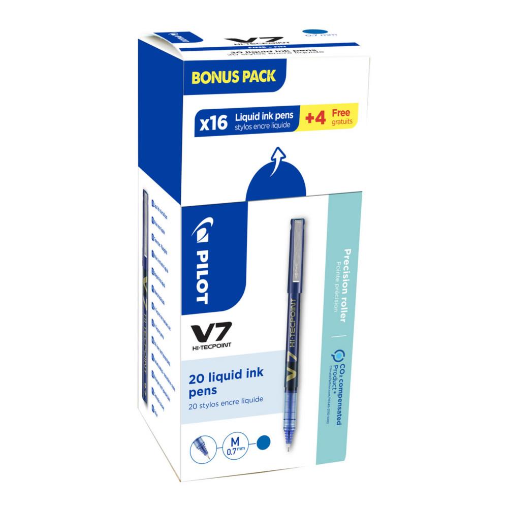 Rollers V7 Pilot - bleu - ecopack 20 dont 4 rollers