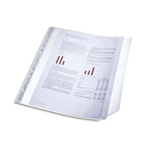 Pochettes perfores rabat latral transparent Esselte - A4 - capacit 40 feuilles - perforation 11 trous - Sachet de 10