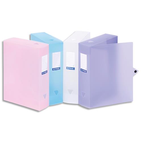 Bote archive en polypropylne SILKY TOUCH - dos 8 cm - fermeture par cliquetage - coloris assortis