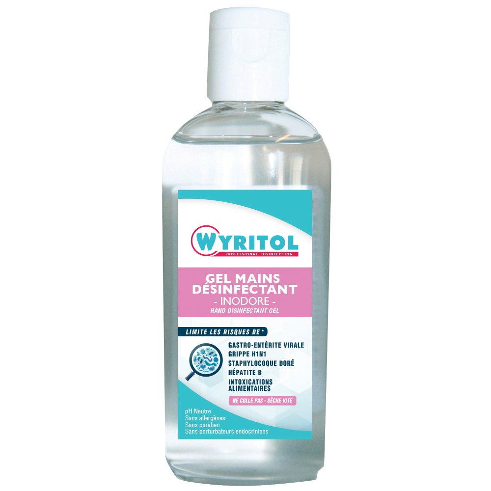 Gel hydroalcoolique dsinfectant main Wyritol - flacon 100 ml - sans parfum