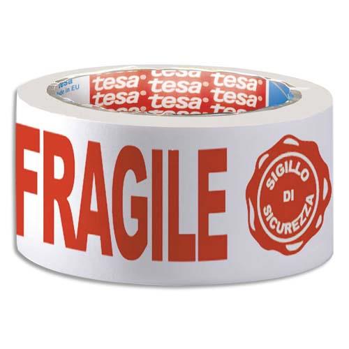 Ruban adhsif Tesa imprim  FRAGILE - 66 m x 50 mm - silencieux