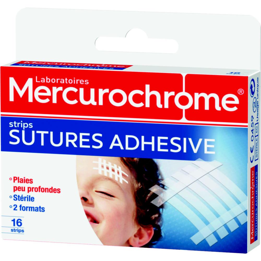 Pansements suture adhsif Mercurochrome - bote de 16