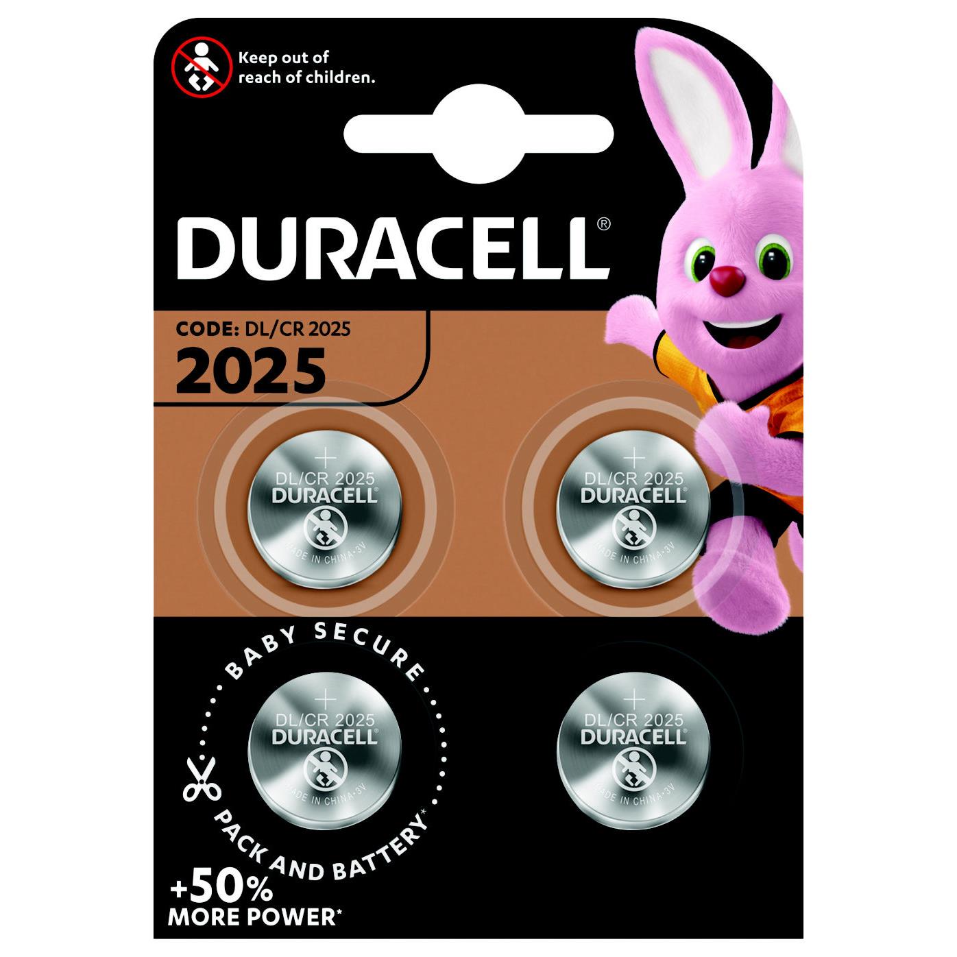 Pile bouton Lithium CR 2025 - Lot de 4 (blister 4 units)