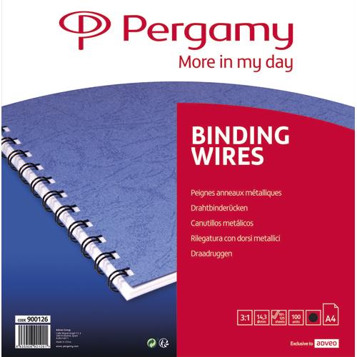 Peignes anneaux mtalliques Pergamy - 14,3 mm - bote de 100 - noir