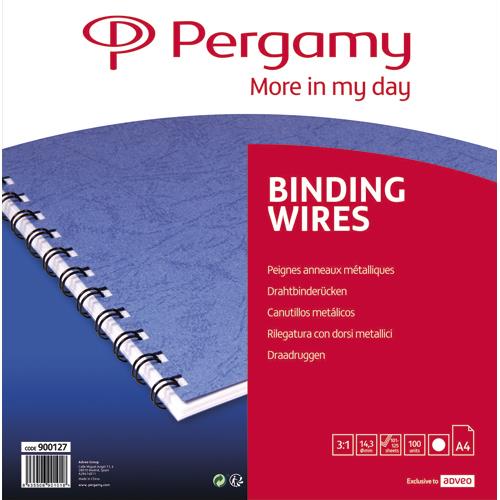Peignes anneaux mtalliques Pergamy - 14,3 mm - bote de 100 - blanc