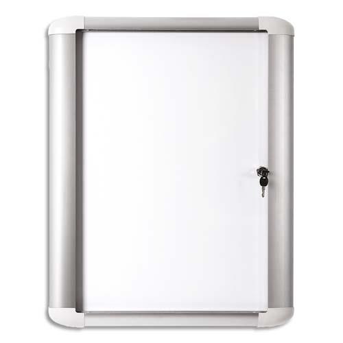 Vitrine d'extrieur Pergamy Excellence - cadre alumunium - fond magntique laqu blanc - 9 feuilles A4