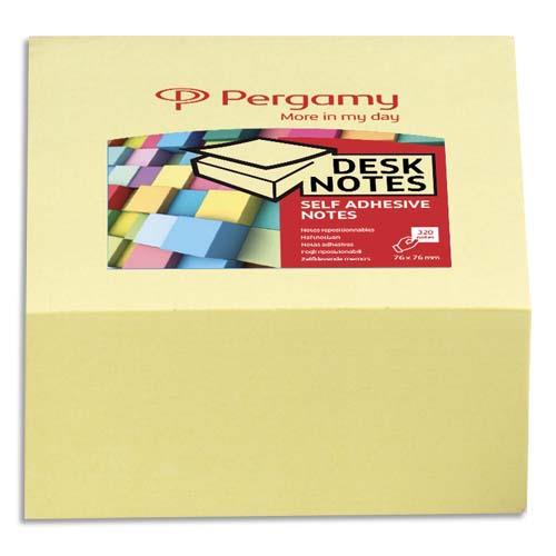 Bloc cube Pergamy - 7,6 x 7,6 cm - 320 feuilles repositionnables - jaune