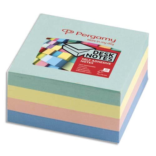 Bloc cube de 320 feuilles repositionnables Pergamy - 7,6x7,6 cm - coloris assortis pastel