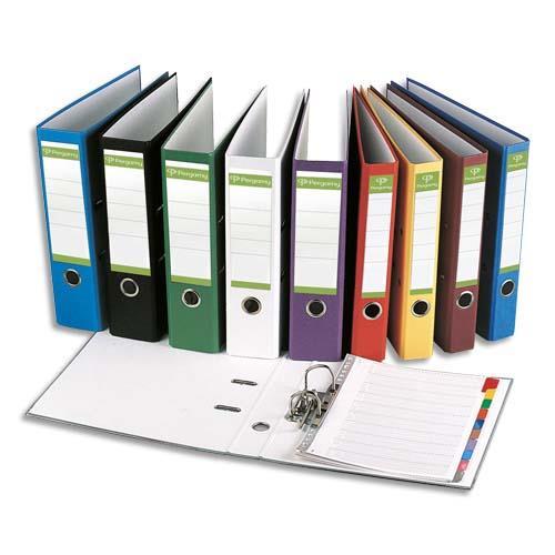 Classeur  levier Pergamy - en papier recycl intrieur/extrieur - dos 8 cm - A4 - gris