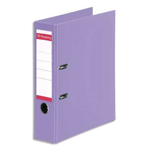 Classeur  levier Pergamy - en polypropylne intrieur/extrieur - dos 8 cm - A4 - violet