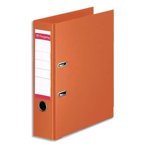 Classeur  levier Pergamy - polypropylne intrieur/extrieur - dos 8 cm - A4 - orange