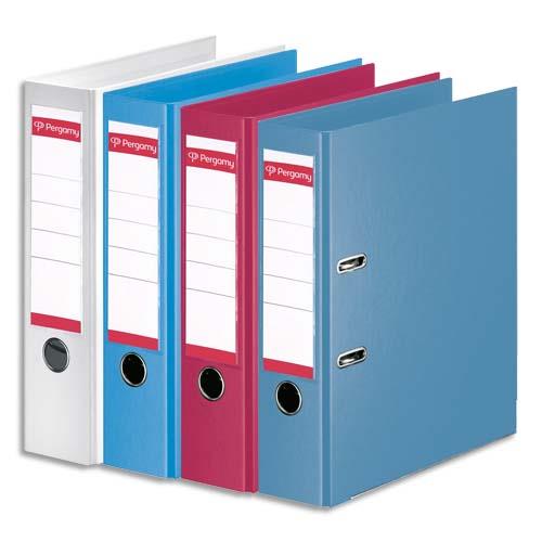 Classeur  levier Pergamy - en polypropylne intrieur/extrieur - dos 8 cm - A4 - coloris assortis mode