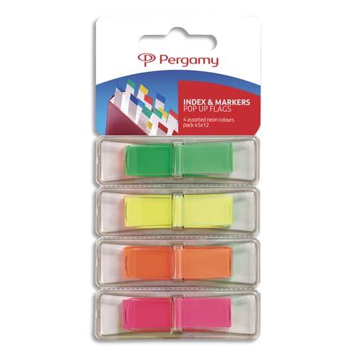 Set de 4 x 40 index marque-pages Pergamy - troits 1,2 x 4,5 cm - coloris assortis non