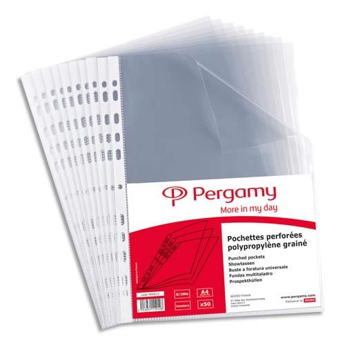Pochettes perfores - polypropylne 9/100e lisse - A4 - perforation 11 trous - sachet de 50