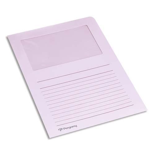 Pochettes coin Pergamy - en carte - 120 g - 22 x 31 cm - avec fentre - lilas - paquet de 100