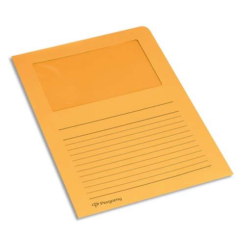 Pochettes coin Pergamy - en carte - 120 g - 22 x 31 cm - avec fentre - orange - paquet de 100