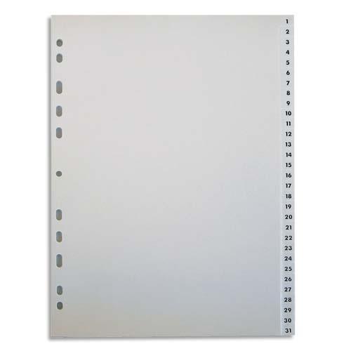 Intercalaires Pergamy - polypropylne - A4+ - numrique 1-31 - blanc - jeu de 31