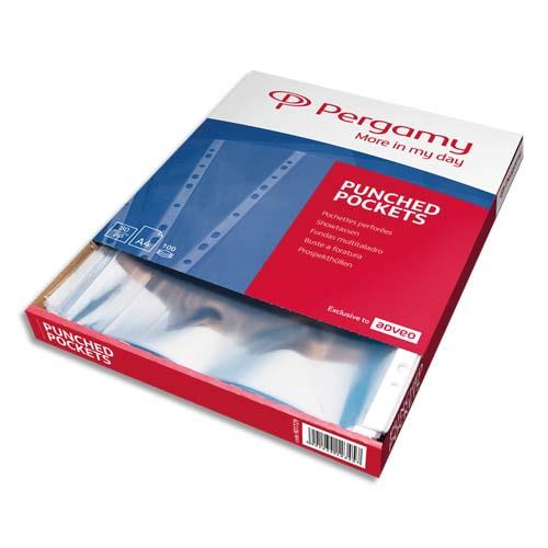 Pochettes perfores Pergamy - polypropylne grain 12/100me - A4 - incolore - bote de 100