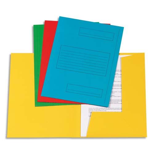 Chemise 2 rabats avec cadre d'indexage 1er prix - Kraft 160 g - coloris assortis - paquet de 50