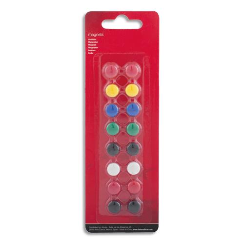 Aimants 1er prix - diamtre 9mm - formats ronds - coloris assortis - boite de 16