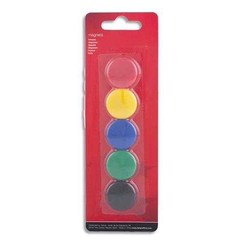 Aimants 1er prix - diamtre 27mm - formats ronds - coloris assortis - boite de 5
