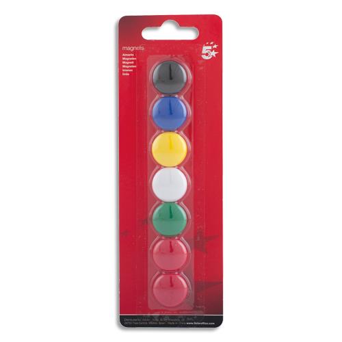 Aimants 1er prix diamtre 22 mm - formats ronds - coloris assortis - boite de 7