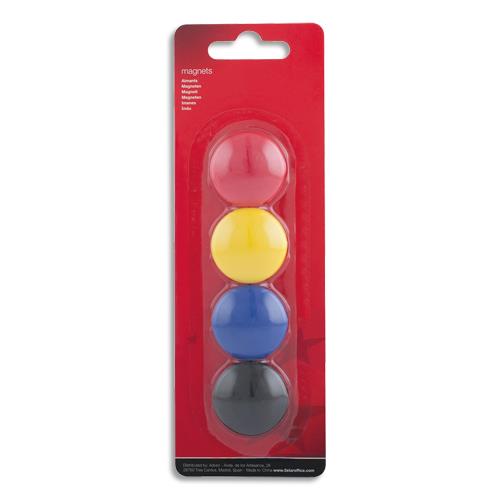Aimants 1er prix - diamtre 32mm - formats ronds - coloris assortis - boite de 4