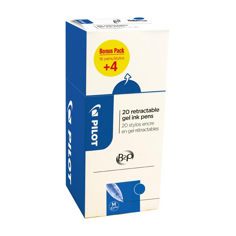 Stylos gel B2P Pilot - bleu - ecopack 20 dont 4 offerts