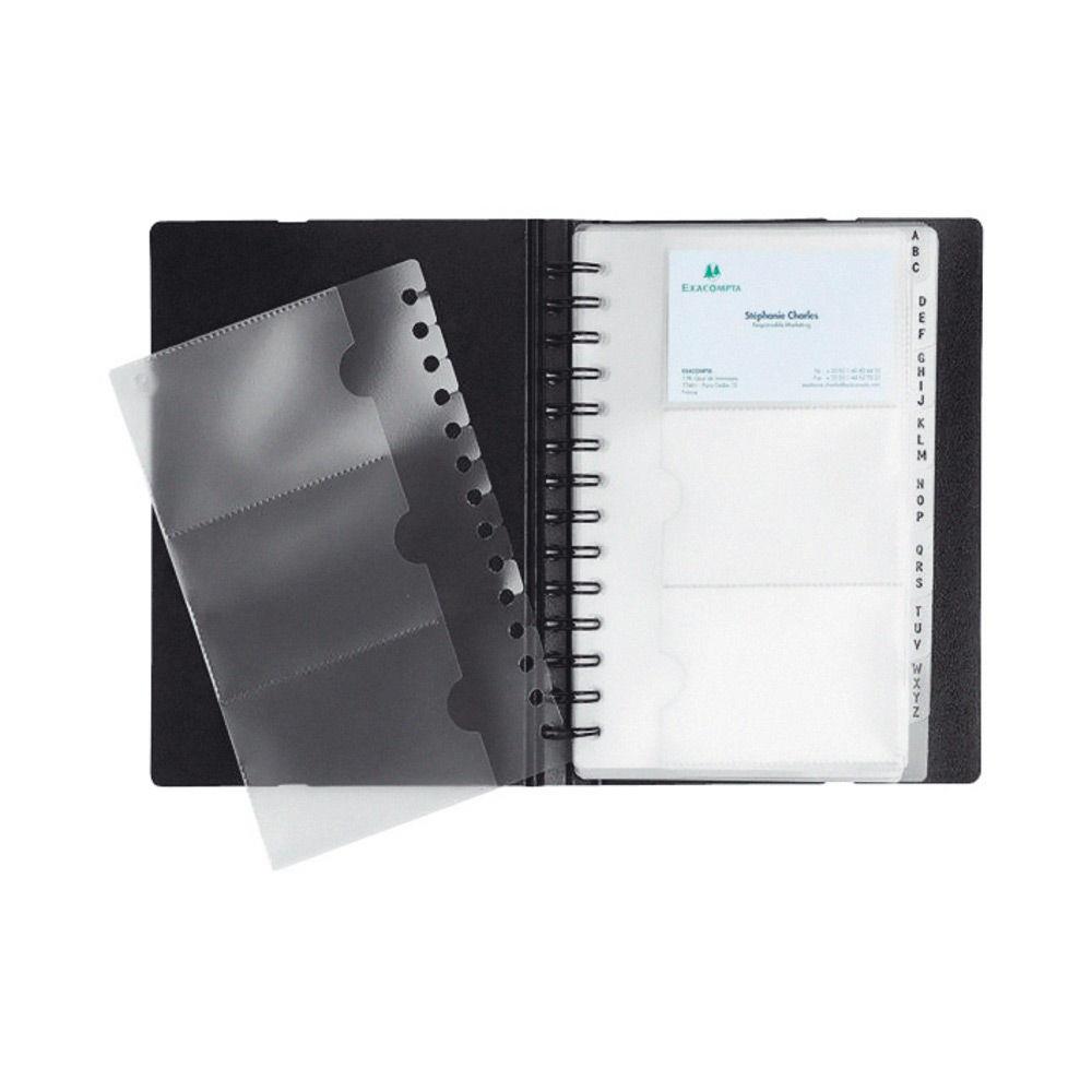 Porte-cartes de visite Exactive Exacard, 20&nbsp;pochettes amovibles, 200&nbsp;x&nbsp;145&nbsp;mm, noir