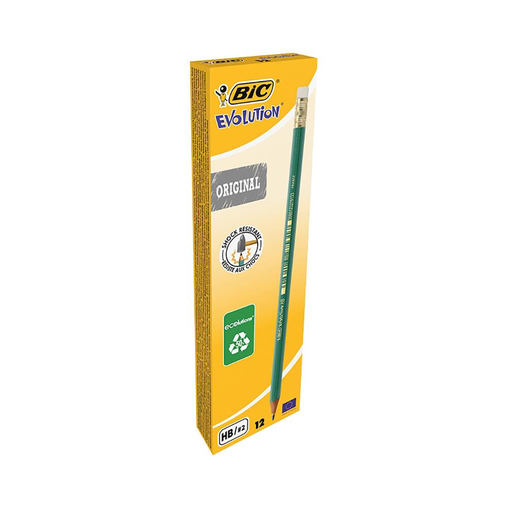 Evolution Crayon de papier avec gomme mine HB corps hexagonal vert (paquet 12 units)