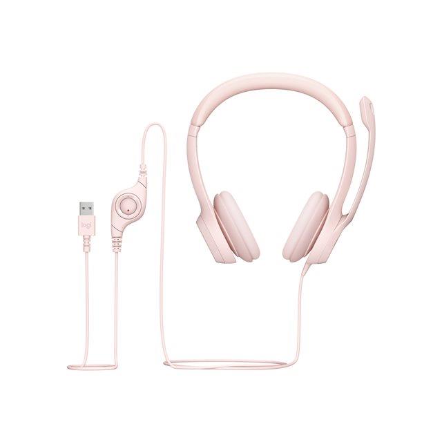 Logitech H390 - Micro-casque - sur-oreille - filaire - USB-A - rose