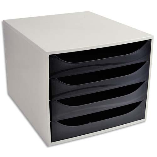 Module de classement 1er prix - polystyrne - 4 tiroirs - gris / noir