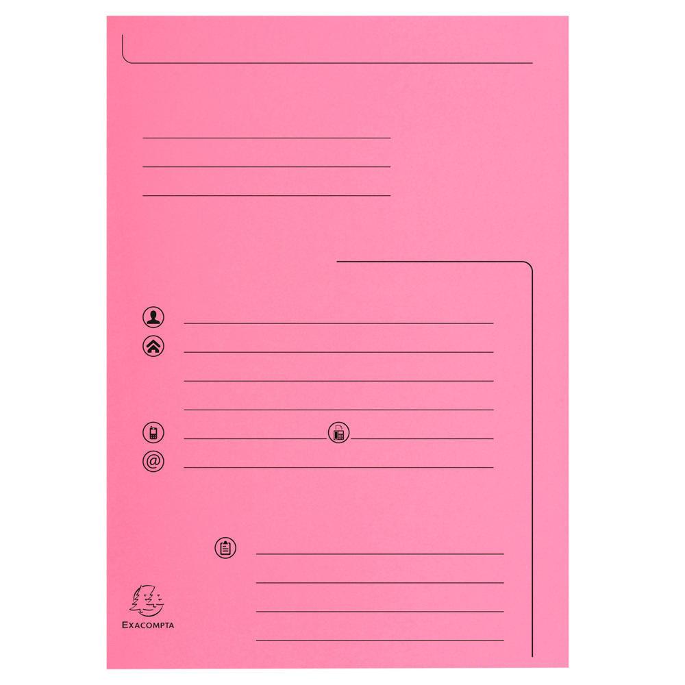 Chemises dossier 2 rabats primprime Exacompta - capacit de 200 feuilles A4 - carte 240 x 320 mm - rose - paquet de 25