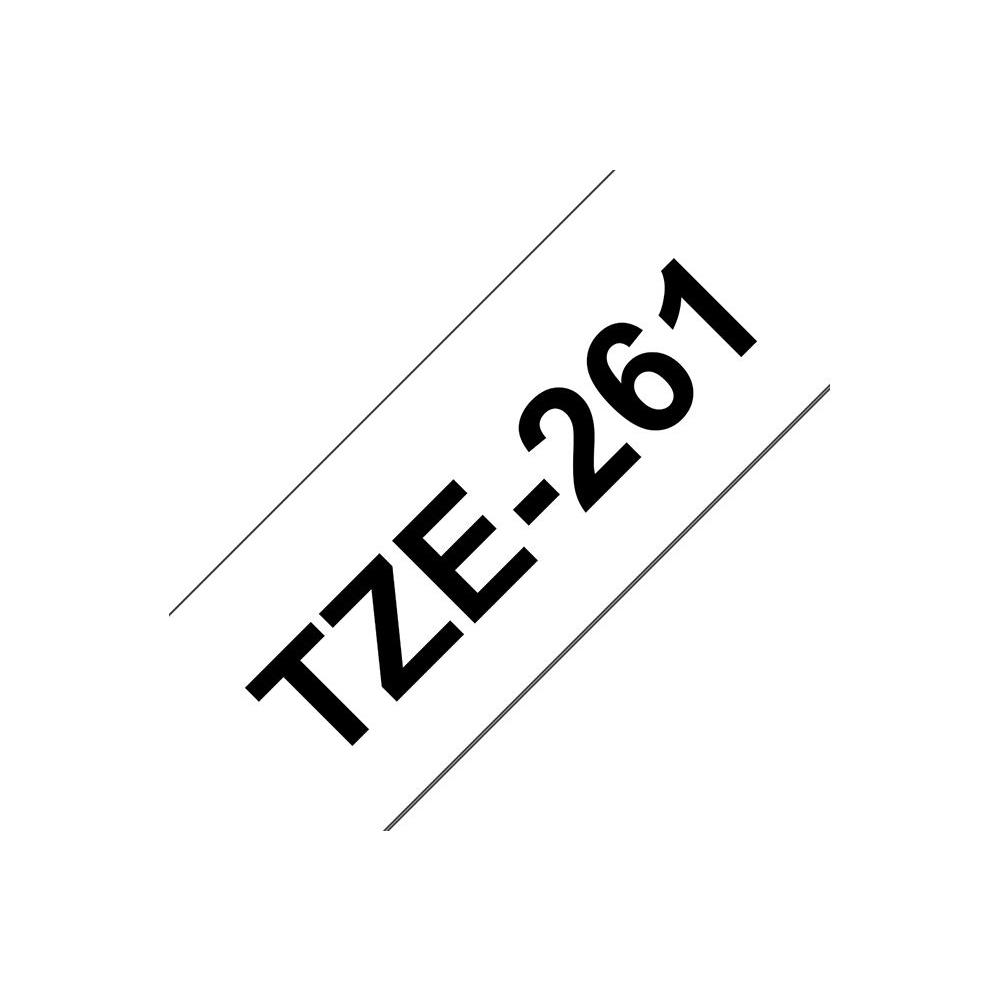 Brother TZe-261 - Adhsif standard - noir sur blanc - Rouleau (3,6 cm x 8 m) 1 cassette(s) ruban lamin - pour P-Touch PT-3600, 530, 550, 9200, 9400, 9500, 9600, 9700, 9800, D800, E800, P900, P950
