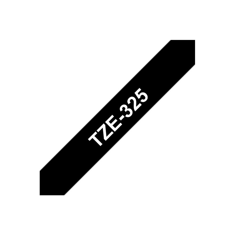 Brother TZe-325 - Adhsif standard - blanc sur noir - Rouleau (0,9 cm x 8 m) 1 cassette(s) ruban lamin - pour Brother PT-D210, D600, H110; P-Touch PT-1005, 1880, E800, H110; P-Touch Cube Plus PT-P710
