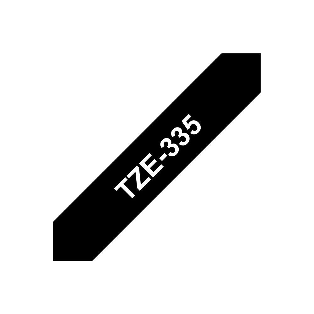 Brother TZe-335 - Adhsif standard - blanc sur noir - Rouleau (1,2 cm x 8 m) 1 cassette(s) ruban lamin - pour Brother PT-D210, D600, H110; P-Touch PT-1005, 1880, E800, H110; P-Touch Cube Plus PT-P710