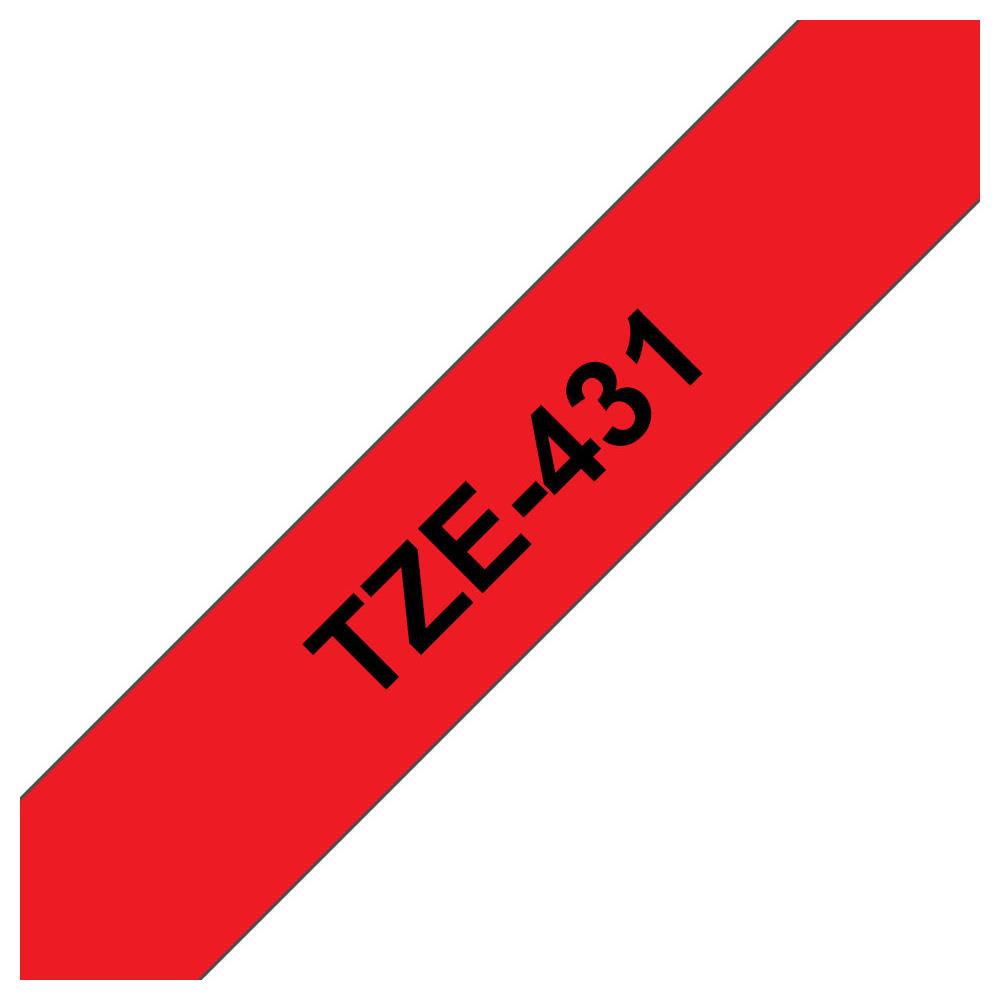 Brother TZe-431 - Noir sur rouge - Rouleau (1,2 cm x 8 m) 1 cassette(s) ruban lamin - pour Brother PT-D210, D600, H110, P750, P950; P-Touch Cube PT-P300; P-Touch Cube Pro PT-P910